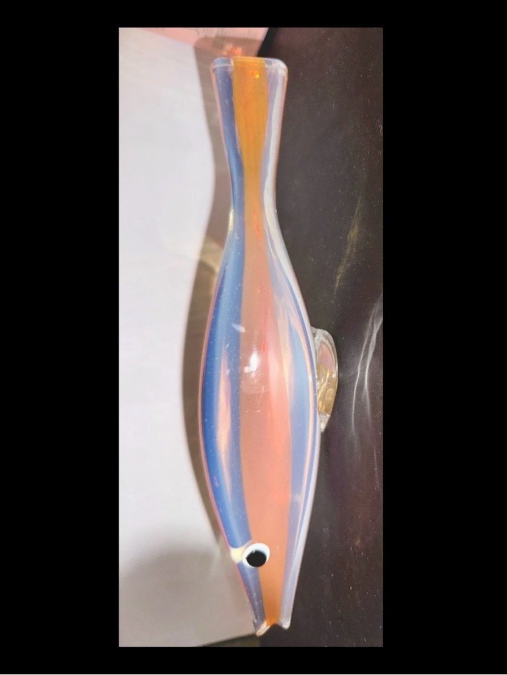 Galliano Ferro Glass Fish Sculpture Orange Clear Opaline Murano Italy
